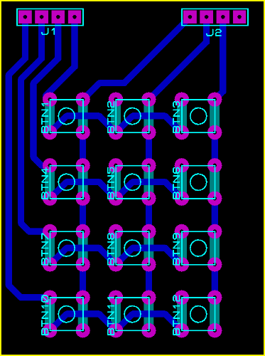 Esquemático teclado 3x4 con tact switches